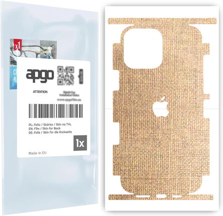 Folia naklejka skórka strukturalna na TYŁ+BOKI do Apple iPhone 13 Pro Max -  Tkanina Denim Beżowy - apgo SKINS
