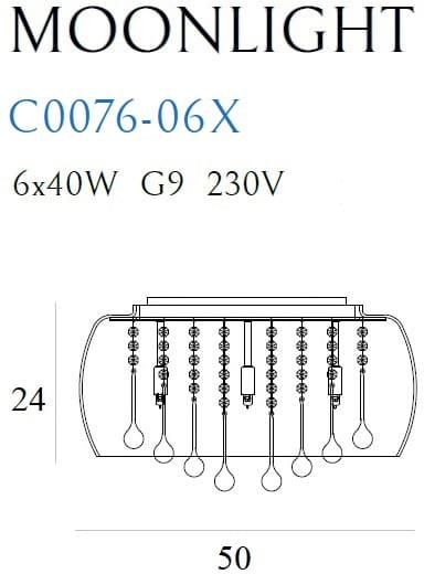 MAXLIGHT - LAMPA SUFITOWA MOONLIGHT 6XG9 - CHROM/DYMIONY