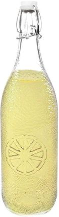 Butelka szklana zdobiona na lemoniadę wodę napoje do nalewek z korkiem klipsem 1 l