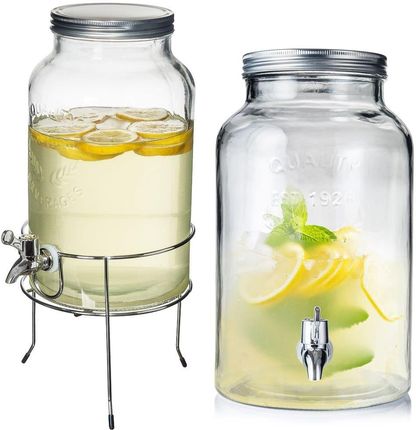 Słój słoik dystrybutor szklany z kranikiem kranem do napojów lemoniady 5,5 l + stojak ze stojakiem