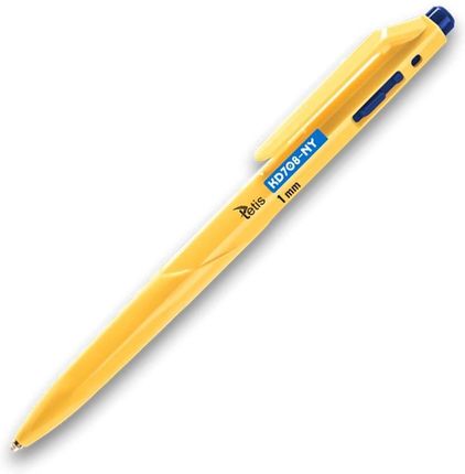 Tetis Długopis Kd708 Ny 1Mm Obudowa Żółta Wkład Olejowy Niebieski P25