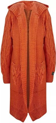 Kardigan Długi Gruby sweter warkocz Wełna