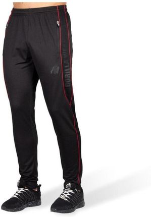 GORILLA WEAR Branson Pants - czarno/czerwone spodnie sportowe z tkaniny mesh- Czerwony