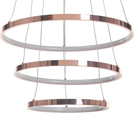 Beliani Nowoczesna lampa wisząca LED okrągła 3 pierścienie metalowa różowe złoto Atrek
