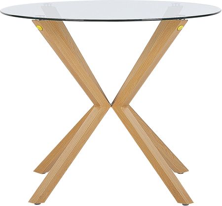 BELIANI Okrągły stół do jadalni blat szkło hartowane jasne drewno styl skandi Altura