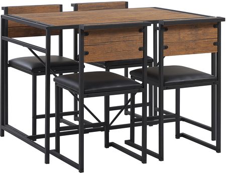 BELIANI Industrialny zestaw do jadalni stół i 4 krzesła ciemne drewno z czarnym Burton