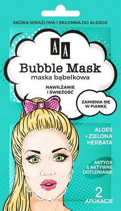 AA Bubble Mask maska bąbelkowa nawilżanie i świeżość aloes + zielona herbata 8 ml