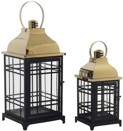 Dkd Home Decor Lampa Szkło Czarny Złoty Metal (16X16X36 Cm) (2 Pcs) (22X22X49 241603