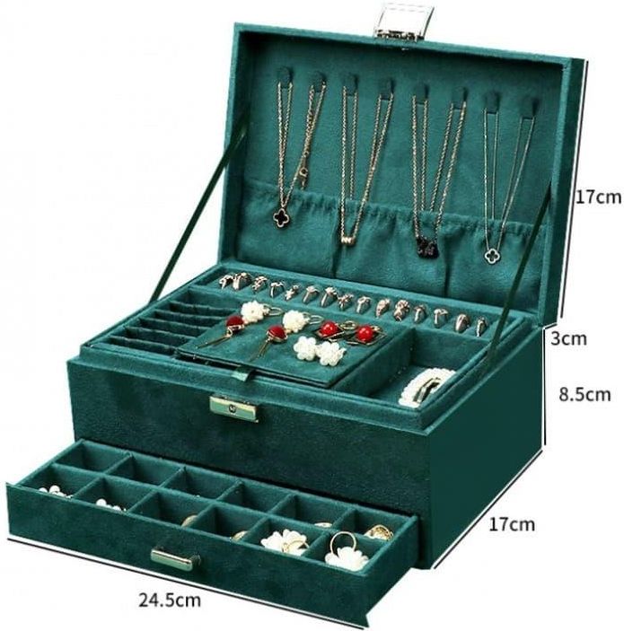 Szkatułka Na Biżuterię Kuferek Etui Organizer Butelkowa Zieleń Pudełko Pd119 207532 - zdjęcie 3 Szkatułka Na Biżuterię Kuferek Etui Organizer Butelkowa Zieleń Pudełko Pd119 207532