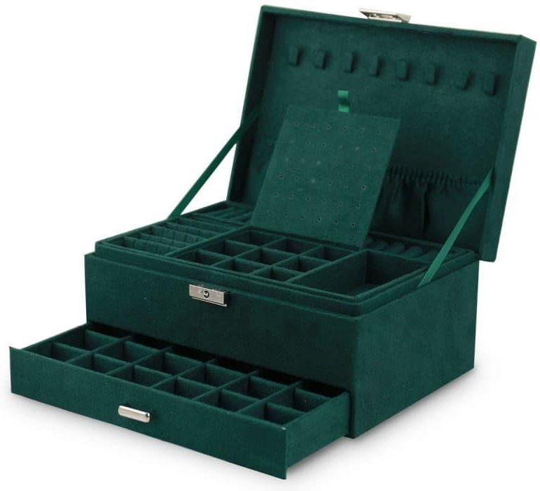 Szkatułka Na Biżuterię Kuferek Etui Organizer Butelkowa Zieleń Pudełko Pd119 207532 - zdjęcie 4 Szkatułka Na Biżuterię Kuferek Etui Organizer Butelkowa Zieleń Pudełko Pd119 207532