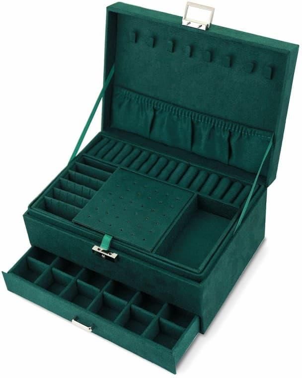 Szkatułka Na Biżuterię Kuferek Etui Organizer Butelkowa Zieleń Pudełko Pd119 207532 - zdjęcie 5 Szkatułka Na Biżuterię Kuferek Etui Organizer Butelkowa Zieleń Pudełko Pd119 207532