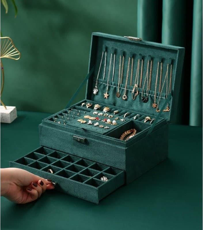 Szkatułka Na Biżuterię Kuferek Etui Organizer Butelkowa Zieleń Pudełko Pd119 207532 - zdjęcie 7 Szkatułka Na Biżuterię Kuferek Etui Organizer Butelkowa Zieleń Pudełko Pd119 207532