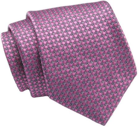 Klasyczny Krawat, Różowy w Drobny Rzucik, Męski, 7cm -Angelo di Monti KRADM1885