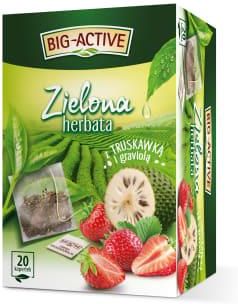 BigActive Herbata Zielona Z Truskawką I Graviolą 20 Torebek