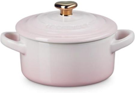 Mini Cocotte Le Creuset ze Złotą Gałką w Kształcie Serca Kamionka 10 cm 0.25L shell pink