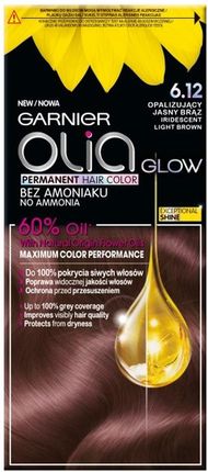 Garnier Olia farba do włosów bez amoniaku 6.12 Opalizujący jasny brąz