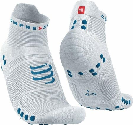 Compressport Pro Racing Socks V4 0 Run Low White Fjord Blue T4
