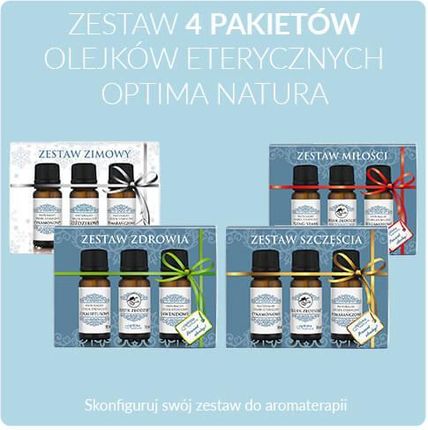 Zestaw 4 pakietów naturalnych olejków eterycznych Optima Natura