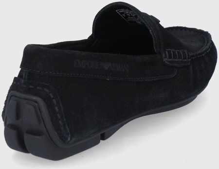 SALE!! EMPORIO ARMANI メンズシューズ モカシン Emporio Armani Mokasyny zamszowe męskie kolor czarny - Ceny