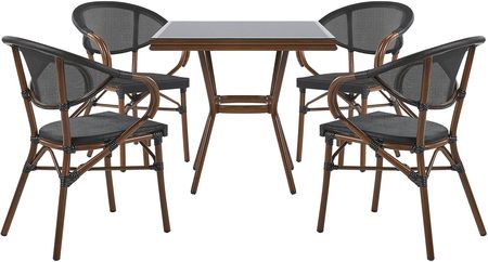 BELIANI Zestaw ogrodowy aluminium 80 cm stół i 4 krzesła czarny Caspri