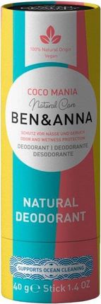 Ben&Anna, naturalny dezodorant na bazie sody COCO MANIA (sztyft kartonowy), 40 g