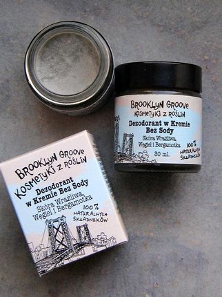 Brooklyn Groove, Dezodorant w Kremie Bez Sody - Węgiel i Bergamotka, 30 ml