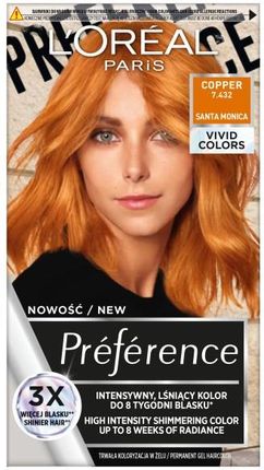 L'Oreal Paris Preference Vivid Colors trwała farba do włosów 7.432 Copper