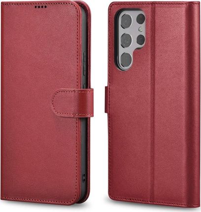 icarer Etui Haitang Leather Wallet Case Do Samsung Galaxy S22 Ultra Czerwony
