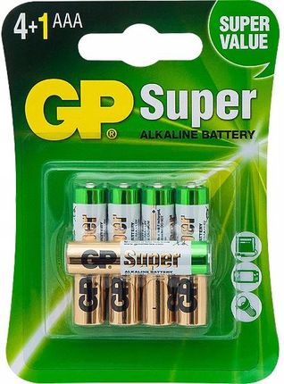 GP BATERIA 4 +1 ALKALINE AAA 1.5 LR3 SUPER BLISTER