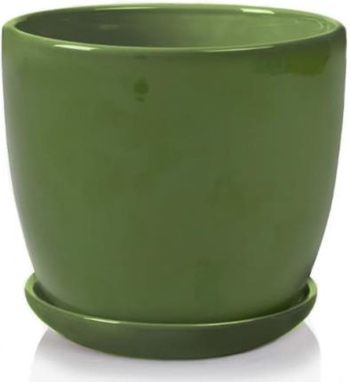 Donica Ceramiczna Zielona Z Podstawką Szkliwiona 15cm