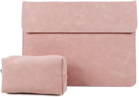 Suede Sleeve zamszowa torba z etui na ładowarkę do MacBook'a / laptopa 13/14" (Pink)