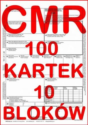 Cmr List Przewozowy 100 Kartek 10szt.