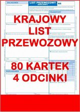 Krajowy List Przewozowy 80 Kartek 4 Odcinki