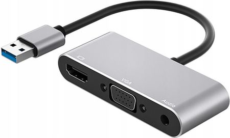 Adapter Hub MFC Hub USB 3.0 do HDMI / VGA / Audio mini jack 3.5mm (Space gray)