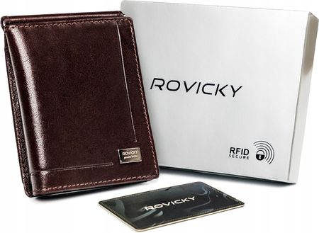 Modny męski portfel banknotówka brązowa Rovicky