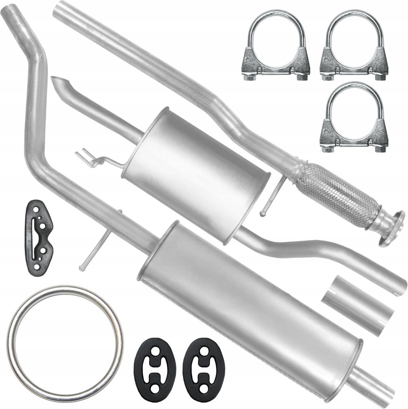 Pot D'échappement Arrière Pour Fiat Punto 2 (188) 1.2 - 1999-2007 - Kit Complet De Montage
