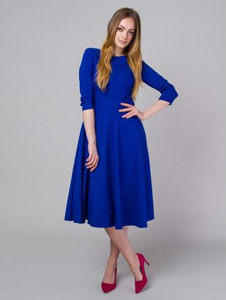 Modrakowa rozkloszowana sukienka