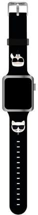 Karl Lagerfeld Pasek KLAWLSLCKK Apple Watch 4/5/6/7/SE 44/45mm czarny/black strap Silicone Choupette Heads