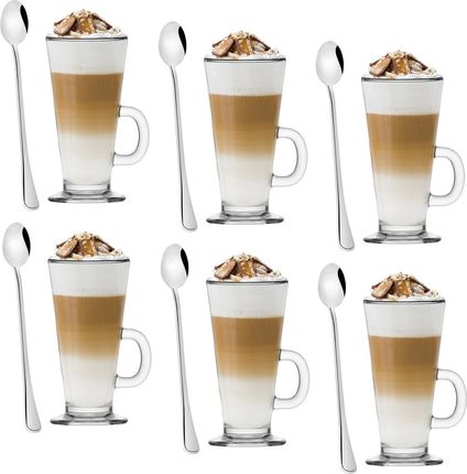 Tadar Komplet Szklanek Caffe Latte 250Ml I 6 Łyżeczek