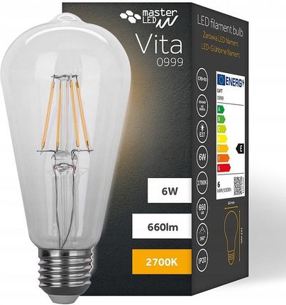 Żarówka ledowa retro Edison LED E27 Filament Vita  6W