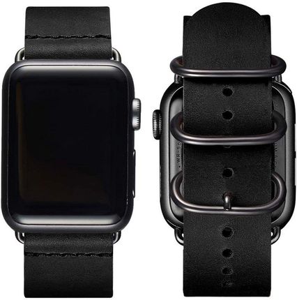 D-Pro Vintage Retro Leather Strap skórzany pasek do Apple Watch 1/2/3/4/5/6/7/SE 42/44/45mm (Black)