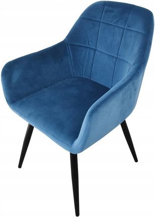 Krzesło Welurowe Tapicerowane 2 Sztuki Niebieski