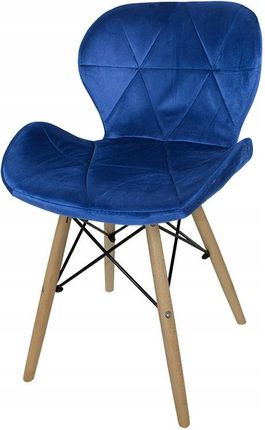 Krzesło Welurowe Tapicerowane 024 Bw Niebieskie