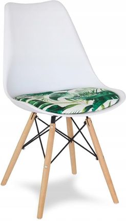 Krzesło Skandynawskie Białe Z Poduszką Liść 053 T1