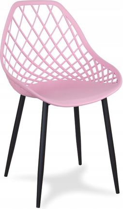 Krzesło Ażurowe Różowe Czarne Nogi Metal Ye 08