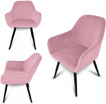 Krzesło Fotel Welurowy Różowy X2