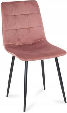 Krzesło 042 Welur Tapicerowane Różowe Nogi Metal