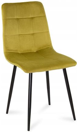 Krzesło 042 Welur Tapicerowane Żółte Nogi Metal