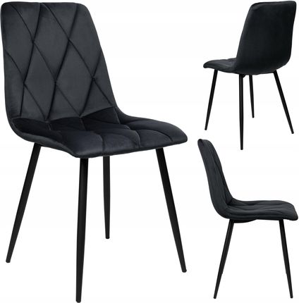 Krzesło Loftowe Tapicerowane Pikowane Black Velvet