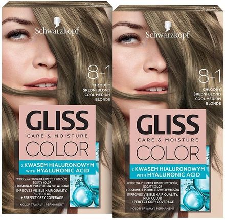 Schwarzkopf Gliss Color Farba Włosów 8-1 Chłodny Blond 2x